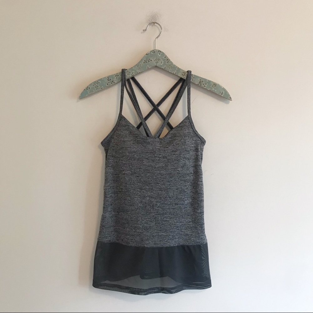 TLF | Gray Mesh Strappy Exercise Tank